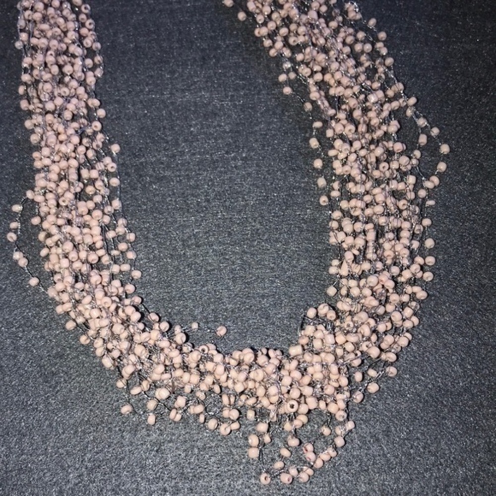 Pink beaded necklace 15” drop